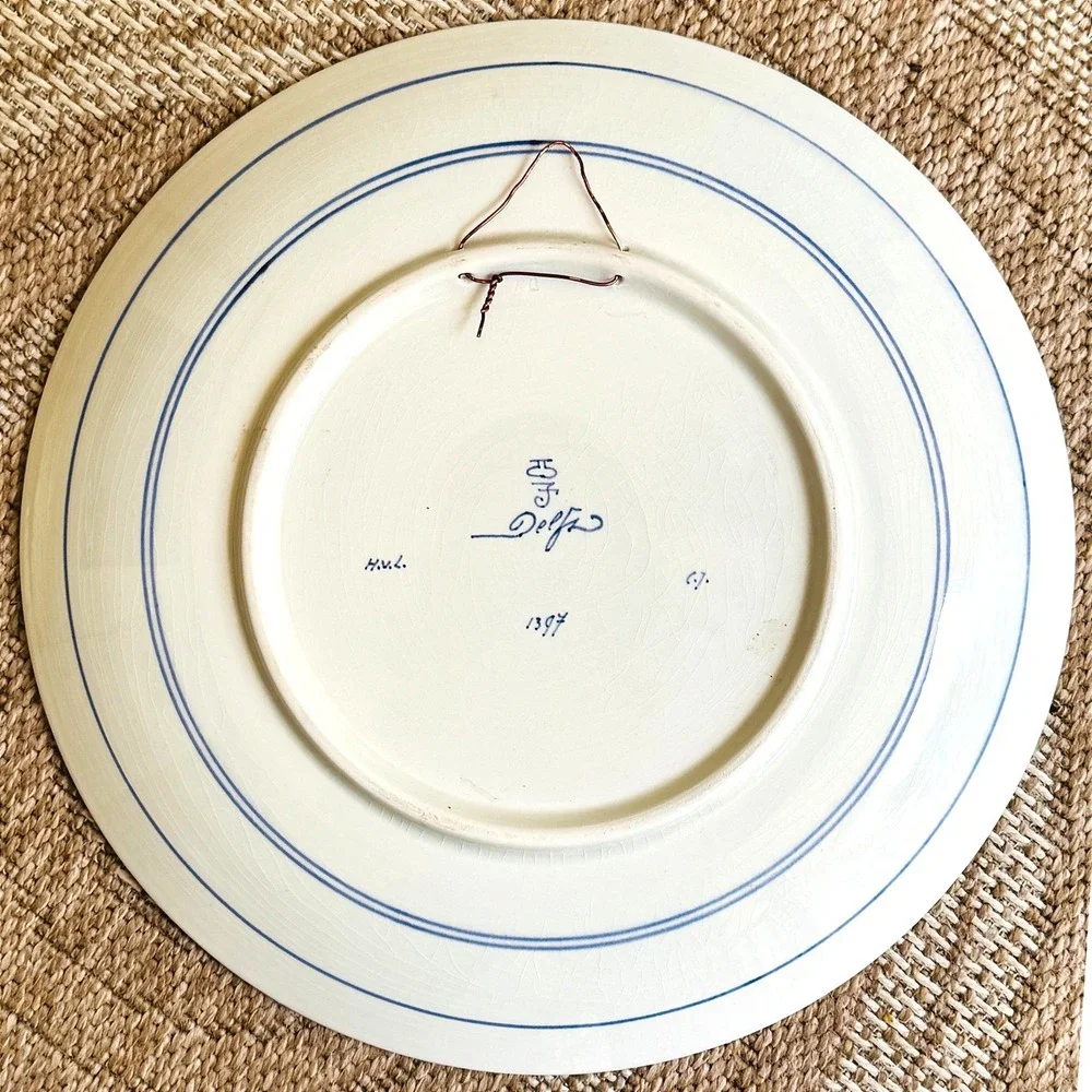 Royal Delft 1971 Hand Painted Charger H Van der Linden Sande Bakhuyzen Large 13
